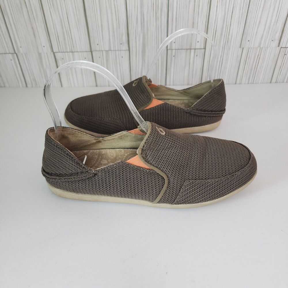 Women's OluKai Waialua Mesh Mustang Melon Slip On Lightweight Shoes Size 7